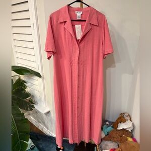 100% Silk Pink Button-Up Maxi Dress NWT